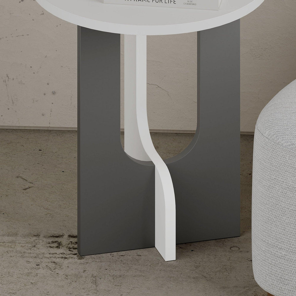 Masuta Cafea Lateral Luna Twist, Alb, 40x47x40 cm - Antracit alb
