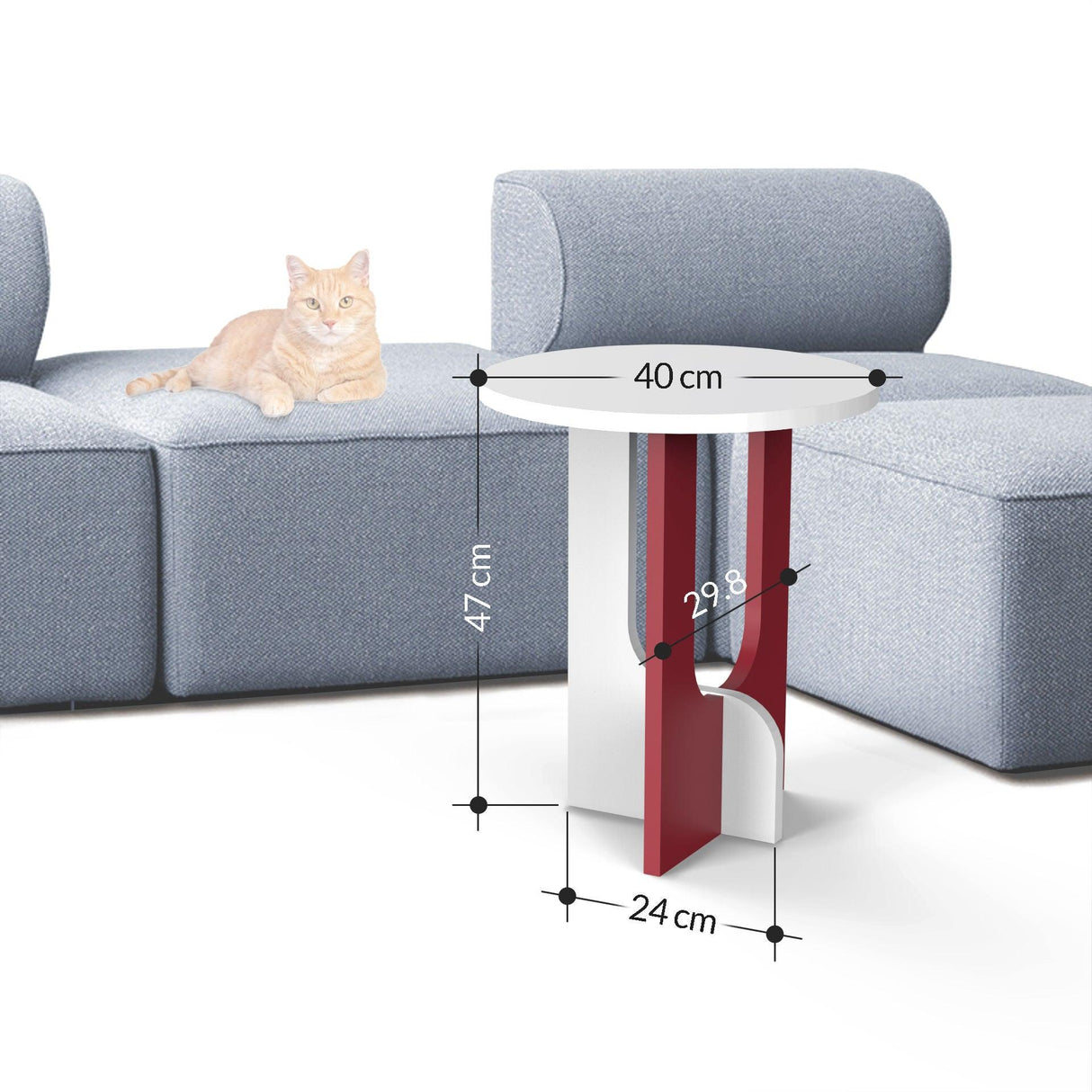 Masuta Cafea Lateral Luna Twist, Alb, 40x47x40 cm - Antracit alb