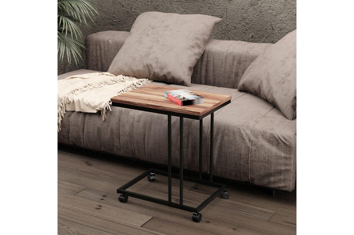 Masuta Cafea Laterala cu roti Duke, Negru, 50x50x35 cm