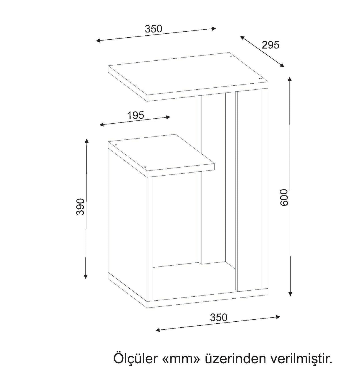 Masuta Cafea Laterala Grazul, Alb, 35 x 60 x 30 cm