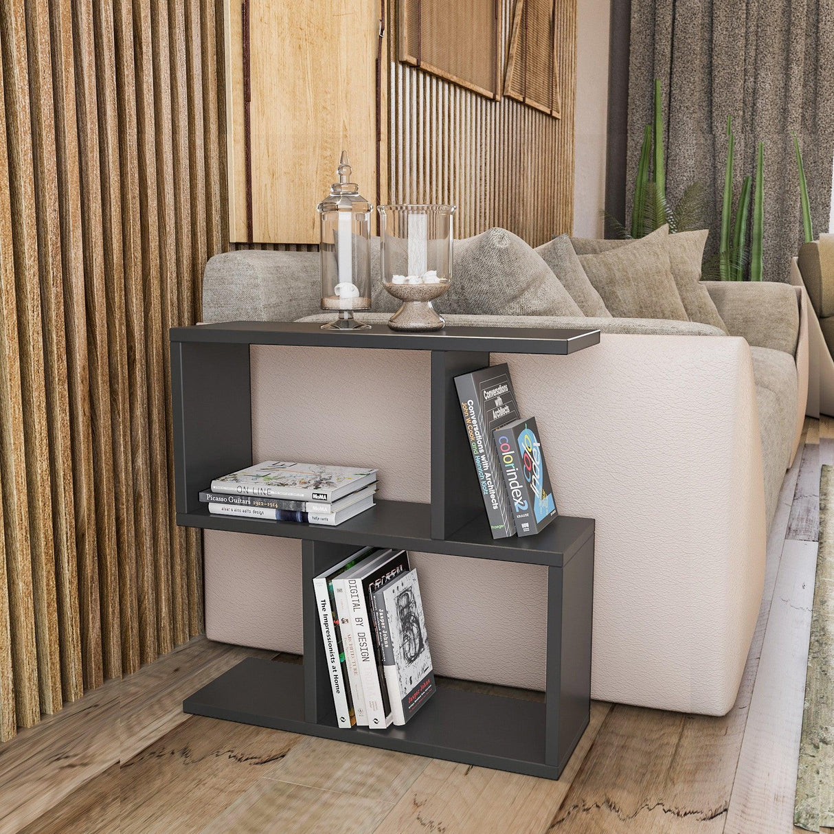 Masuta cafea Laterala Mavis, Gri, 60 x 60 x 20 cm