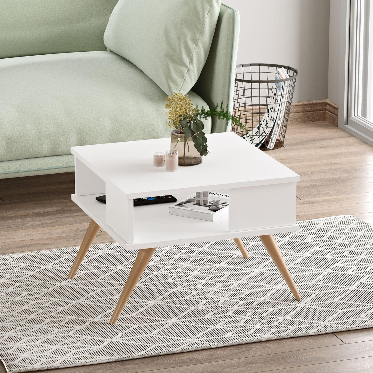 Masuta Cafea Scandivav Lux Qaffo, Alb, 58 x 43 x 58 cm