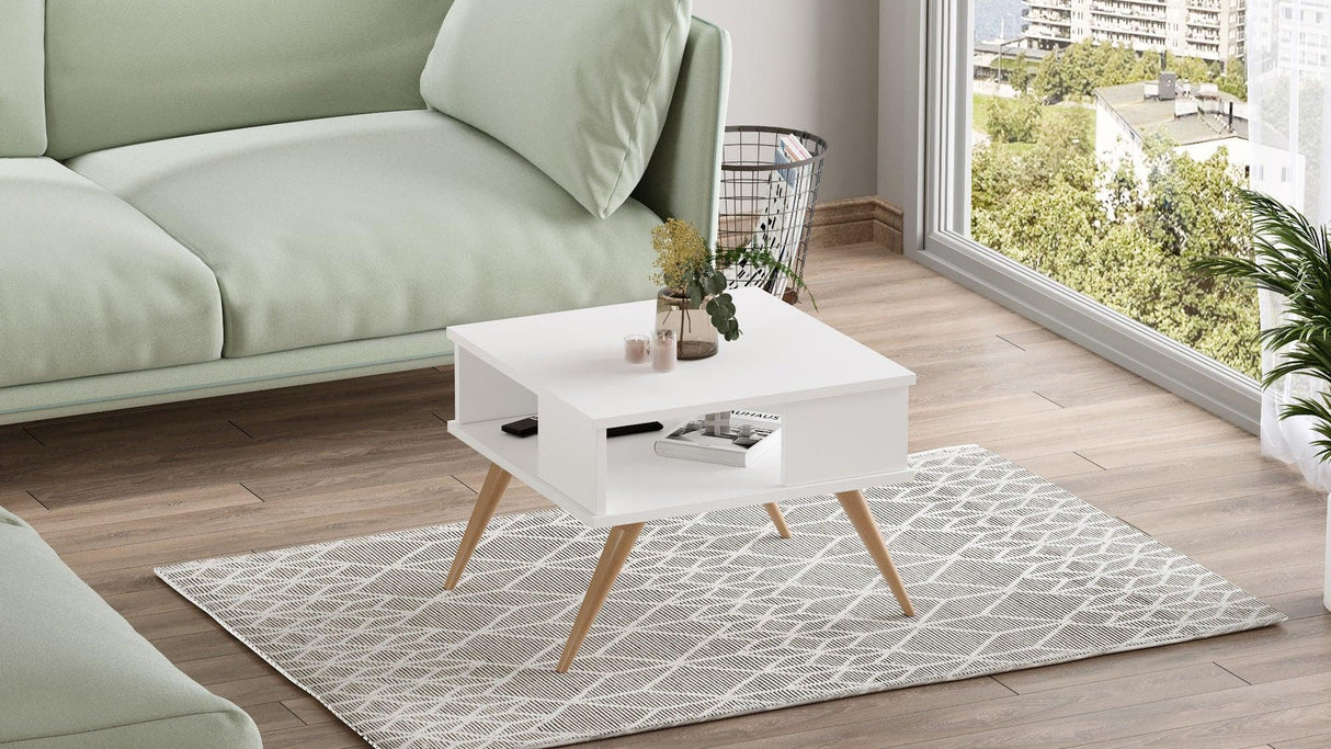 Masuta Cafea Scandivav Lux Qaffo, Alb, 58 x 43 x 58 cm