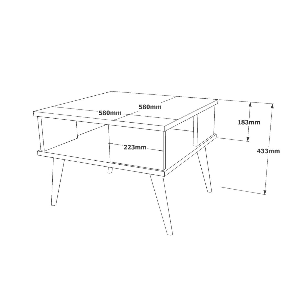 Masuta Cafea Scandivav Lux Qaffo, Alb, 58 x 43 x 58 cm
