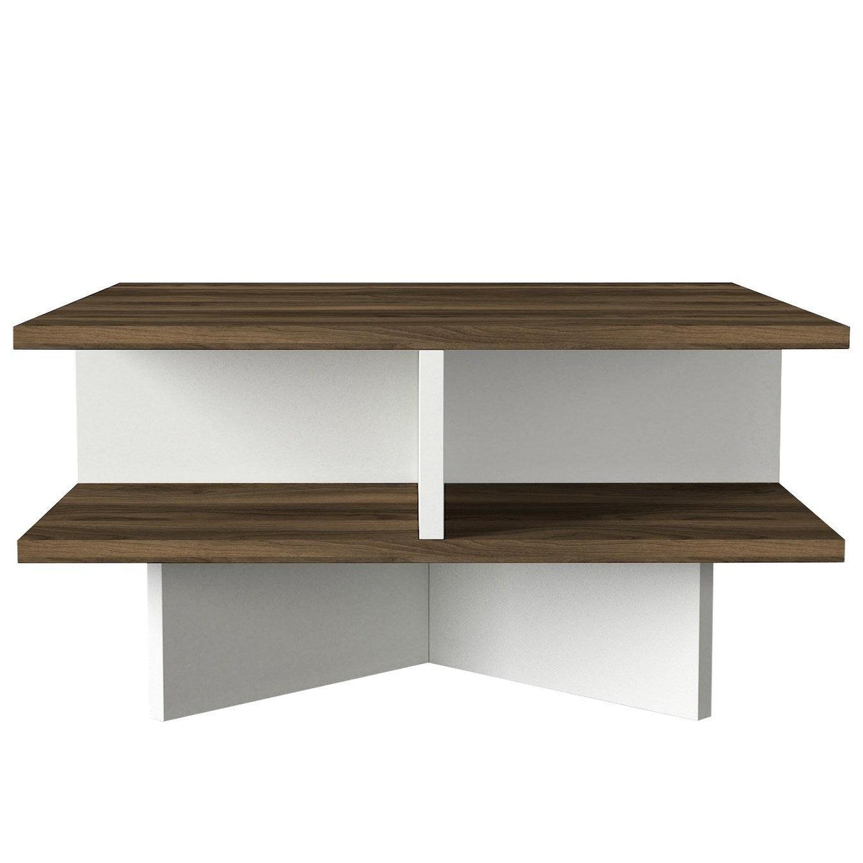 Masuta de cafea Garjammal, Alb - Nuc, 60 x 32 x 60 cm