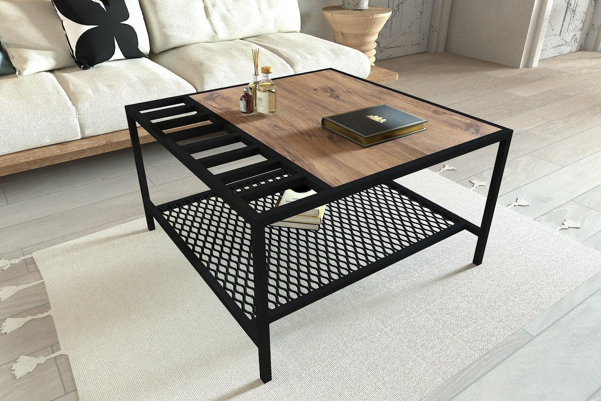 Masuta De Cafea Gomis Cadru Metal, Stejar, 80 X 45 X 80 Cm