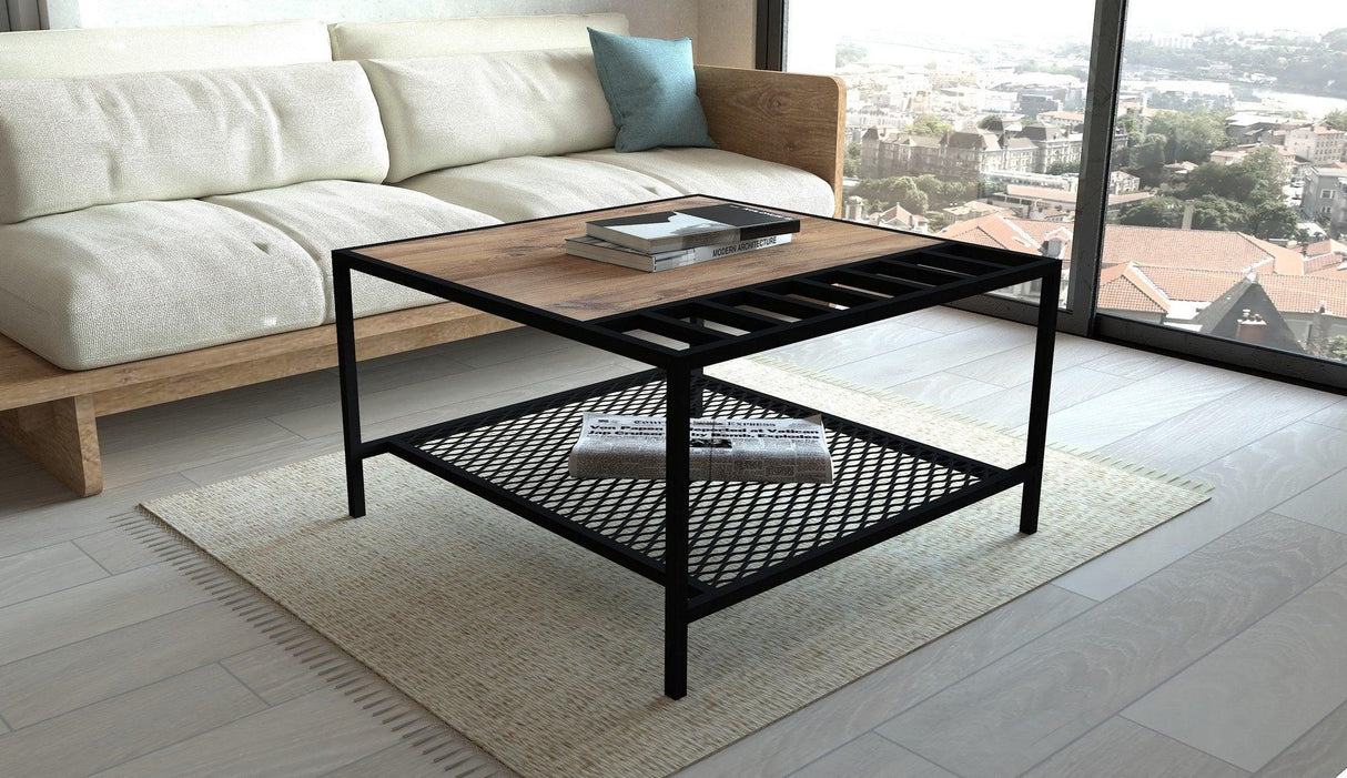 Masuta De Cafea Gomis Cadru Metal, Stejar, 80 X 45 X 80 Cm