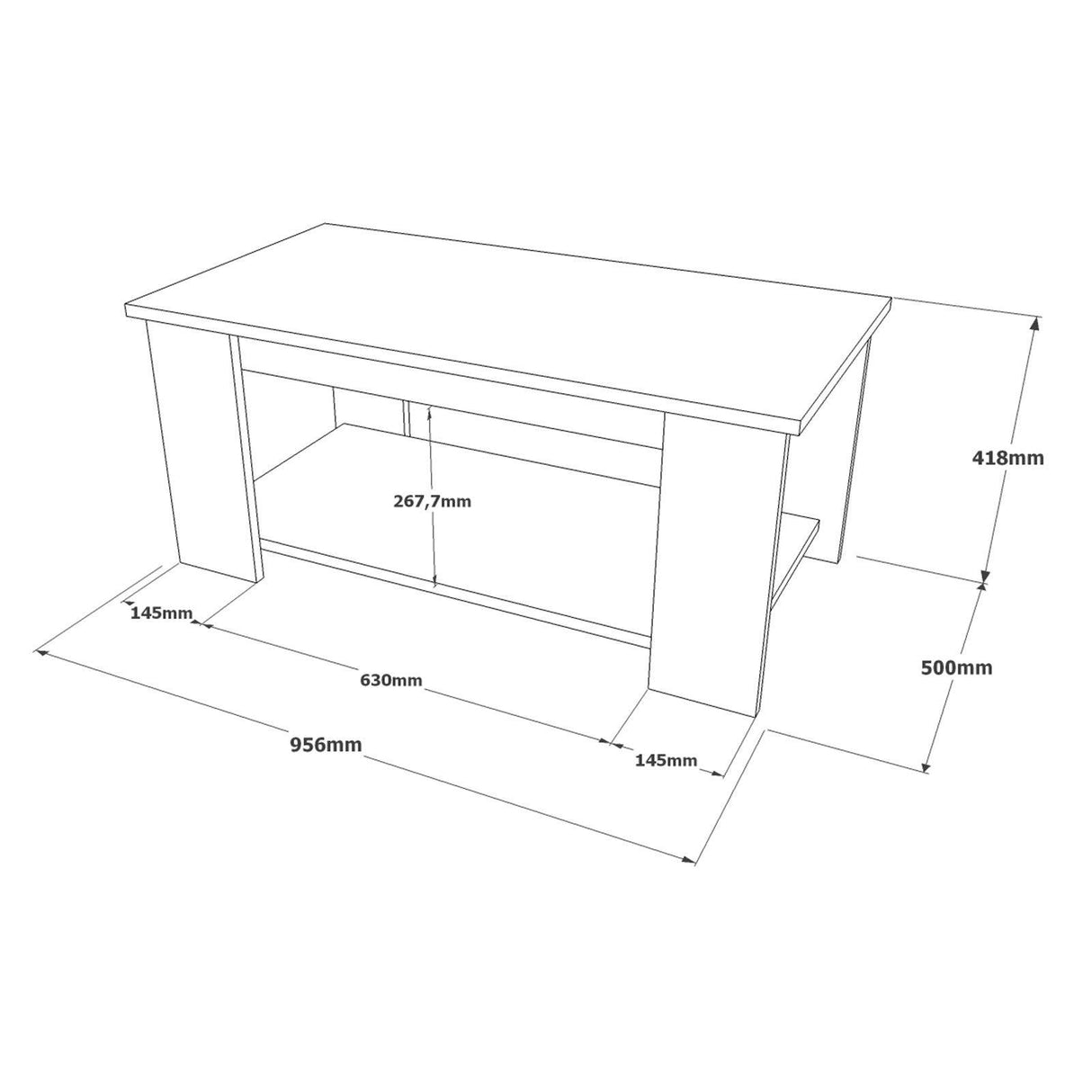 Masuta de cafea Libby, Stejar, 96x42x50 cm