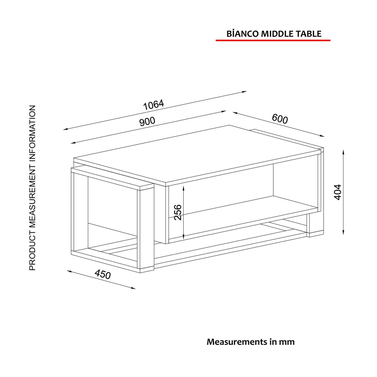 Masuta de cafea Minotaur, Negru, 107 x 41 x 60 cm