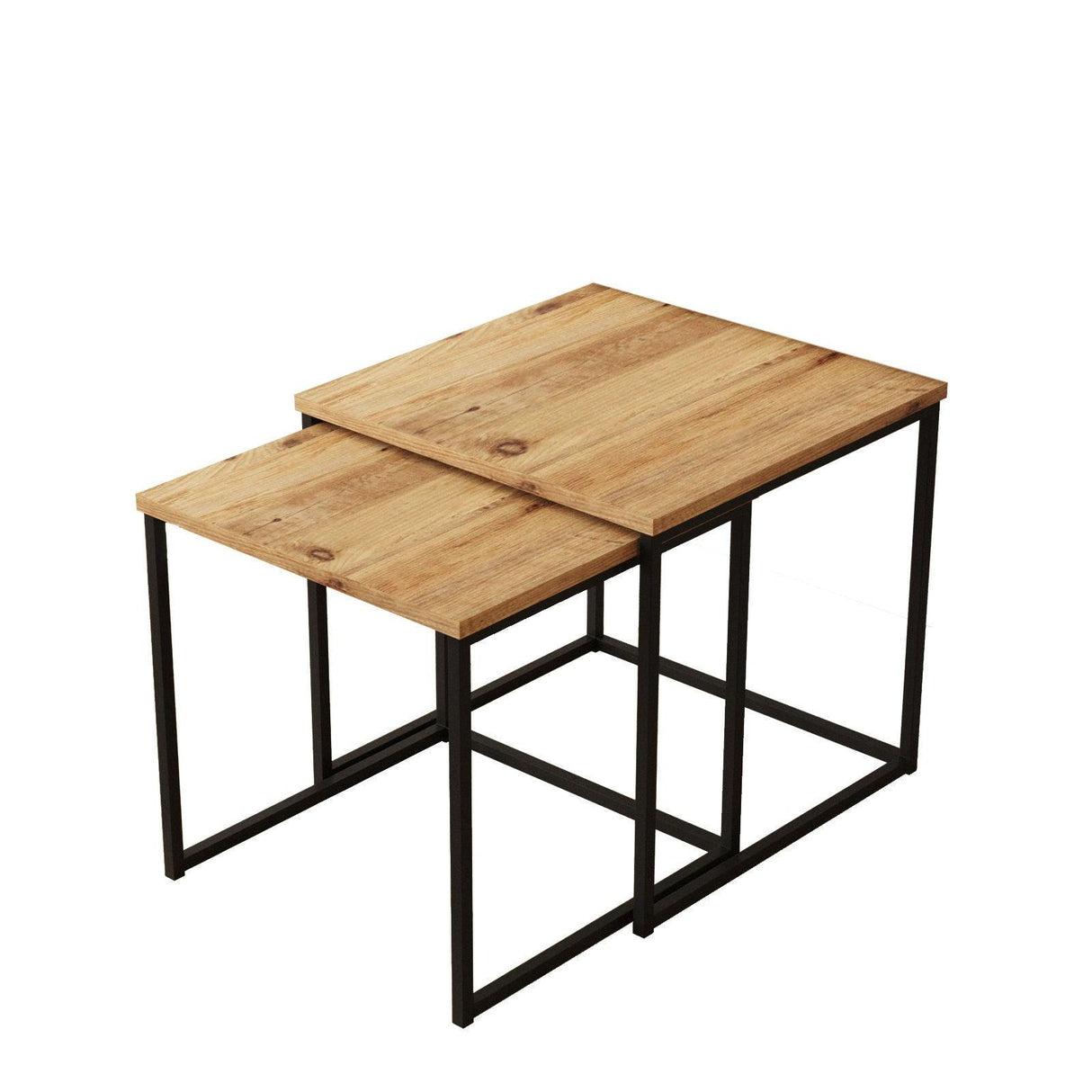 Masuta de Cafea Plinth 2 bucati, Stejar, 50 x 48 x 50 - 45 x 45 x 45 cm