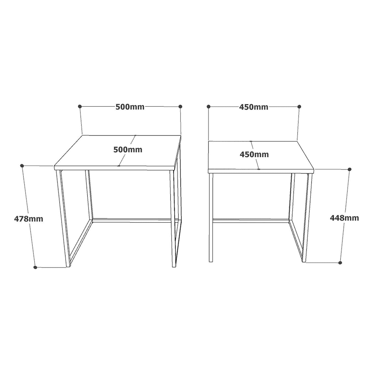 Masuta de Cafea Plinth 2 bucati, Stejar, 50 x 48 x 50 - 45 x 45 x 45 cm