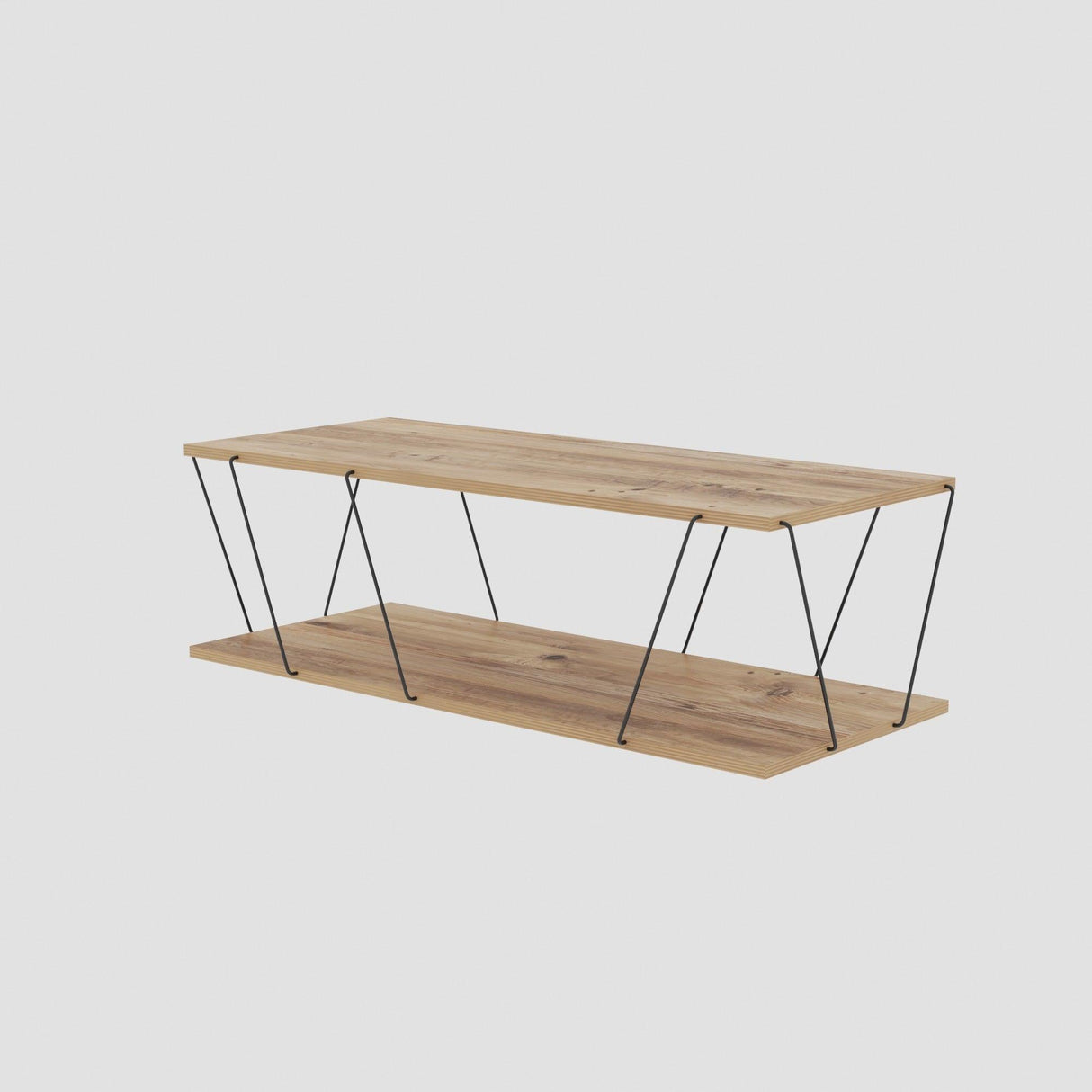 Masuta de cafea PyroTech, Alb - Stejar - Gri - Galben, 120x30x50 cm - Stejar