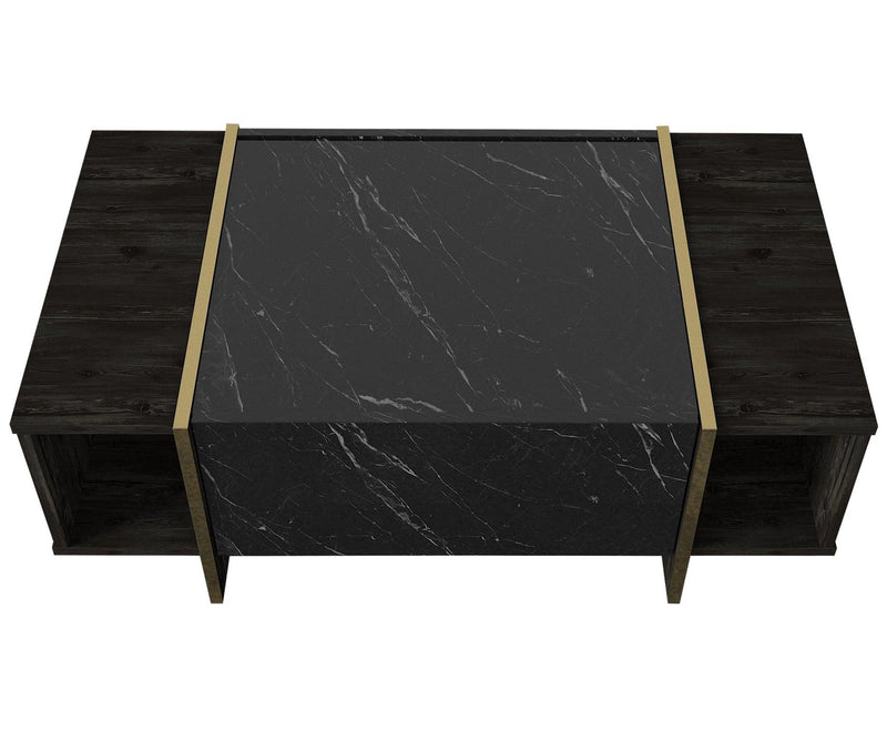 Masuta de cafea Veyron, Negru, 104x38x60 cm