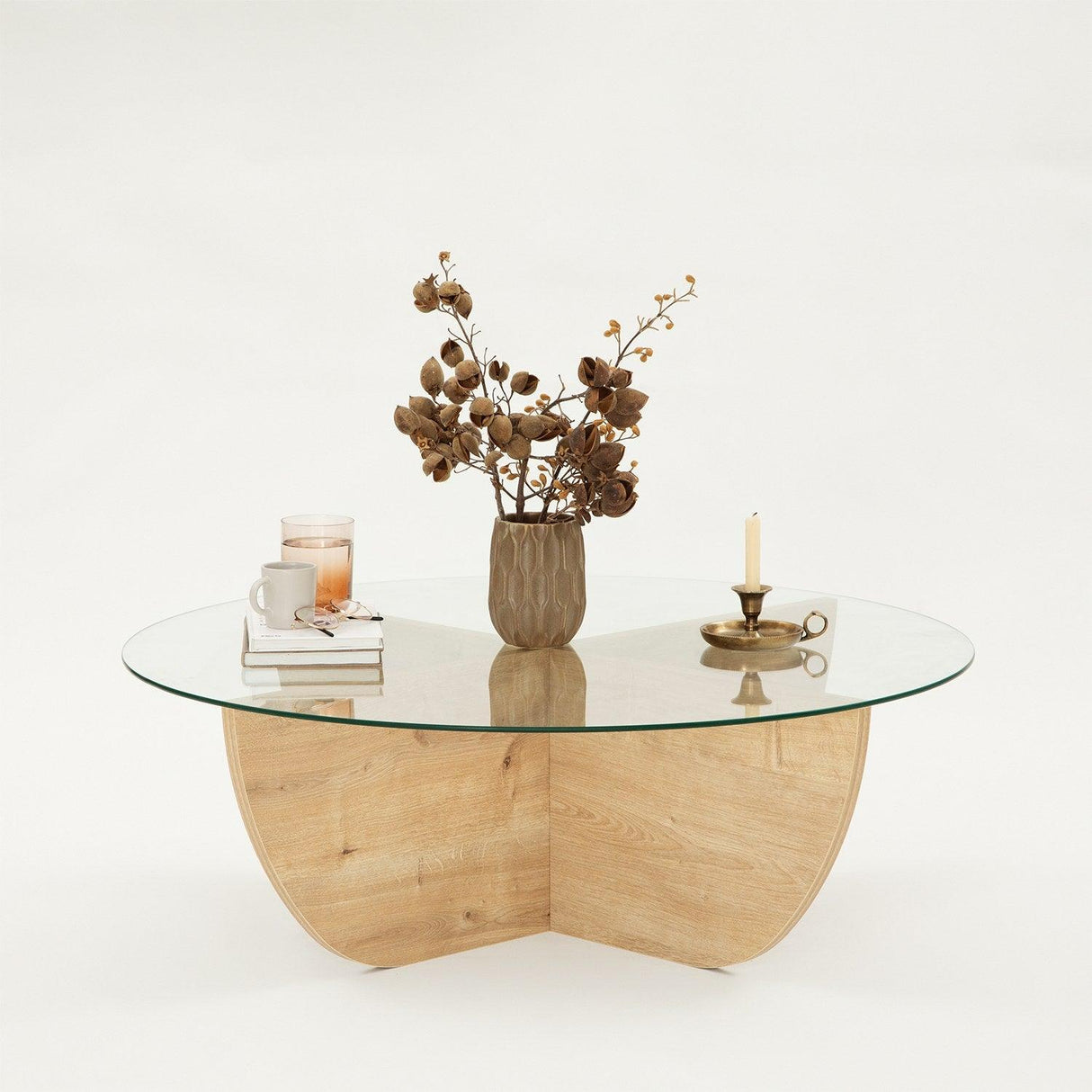 Masuta de Sufragerie cu Sticla, Stejar, 90 x 30 x 90 cm