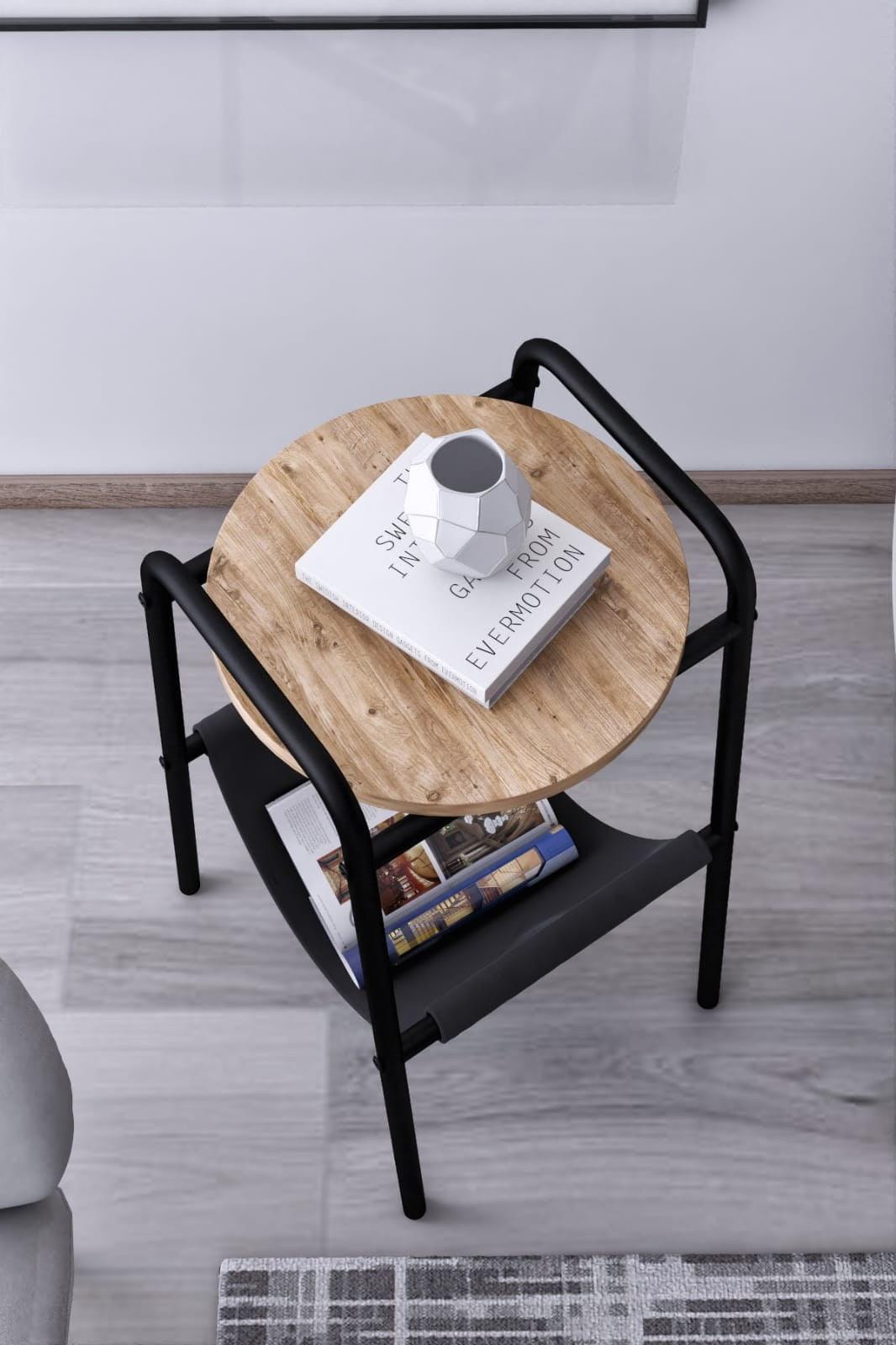 Masuta Lateral Gazy Side Table, Negru, 34 x 60 x 40 cm
