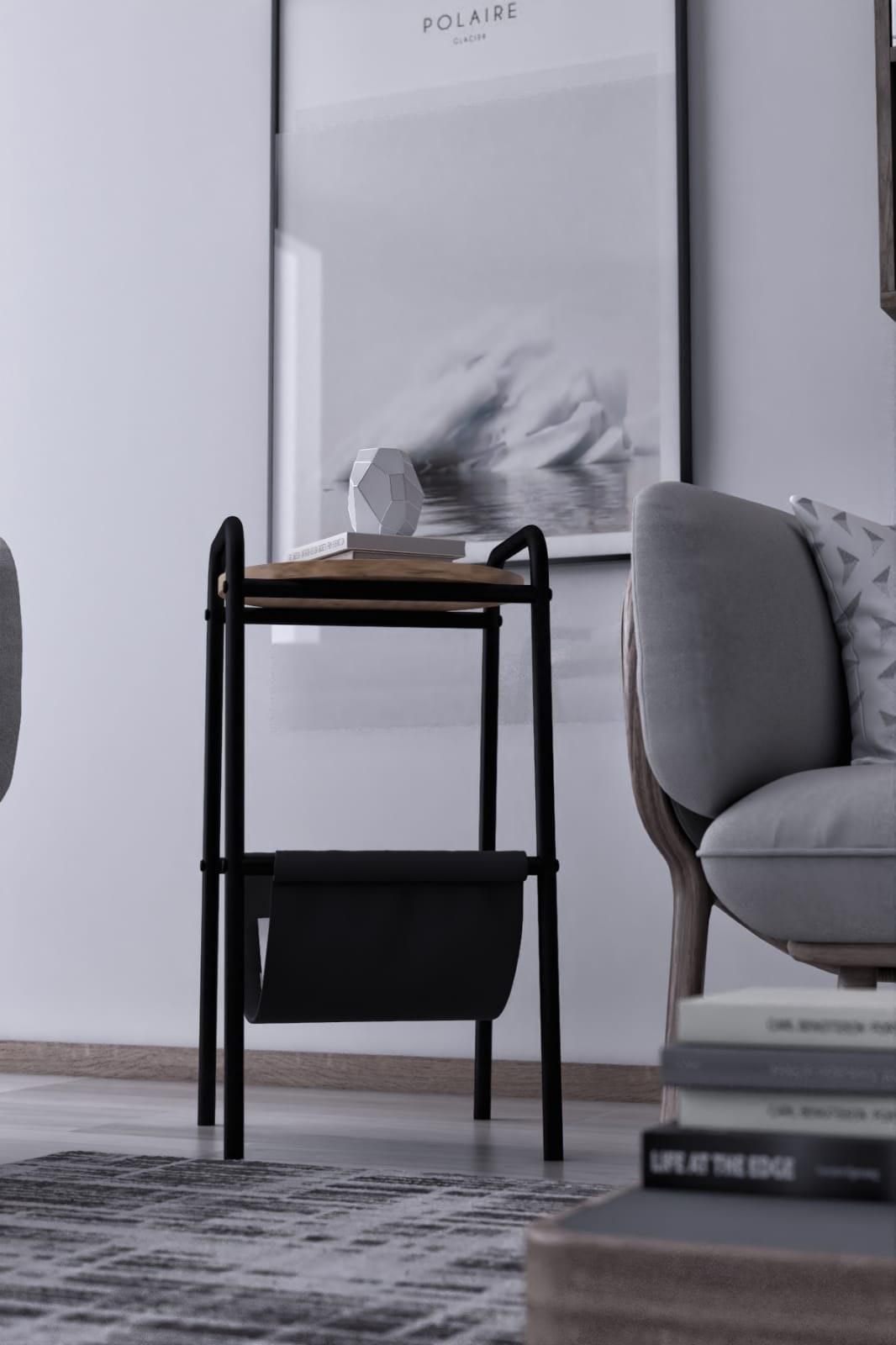 Masuta Lateral Gazy Side Table, Negru, 34 x 60 x 40 cm