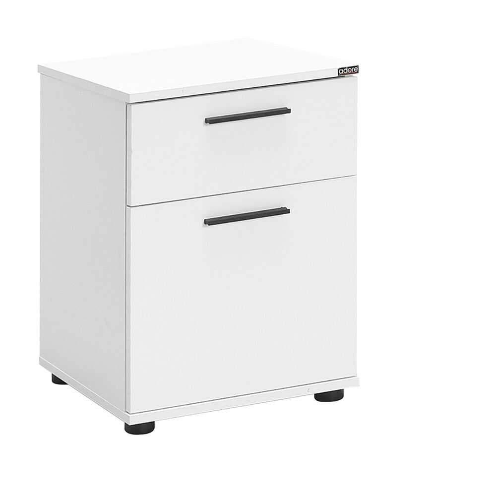 Noptiera Adore White, 2 sertare, Usa reversibila, Alb, 40x57x41 cm - Alb