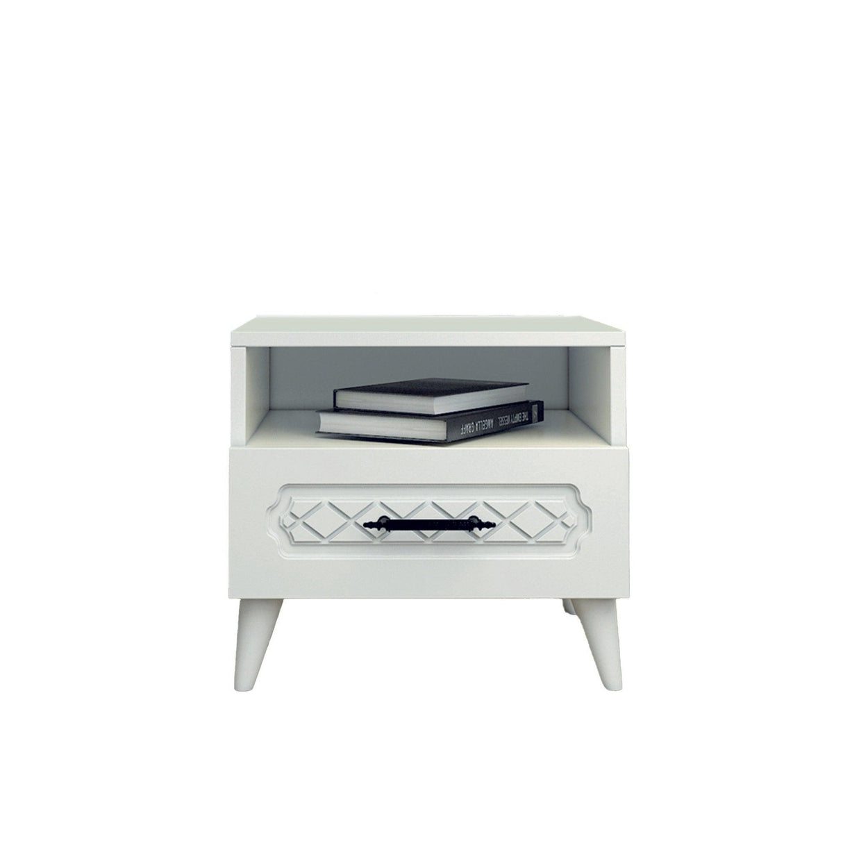 Noptiera Ediz cu Sertar si Raft, Alb, 45 X 47 X 38 Cm