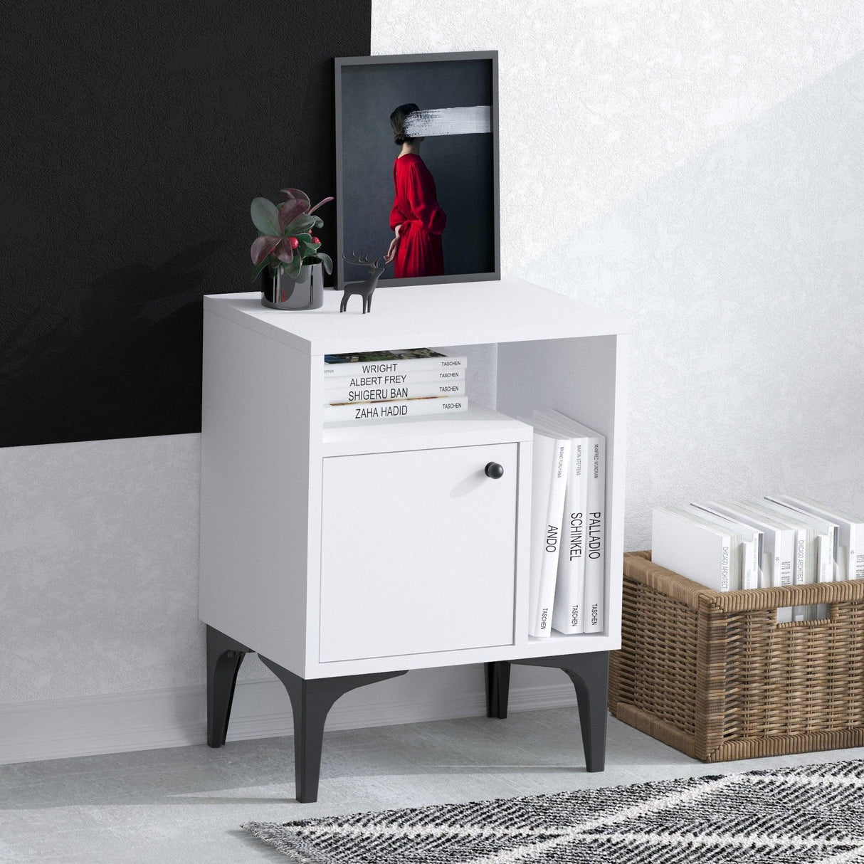 Noptiera Pano cu 2 Rafturi, 40 X 55 X 35 Cm