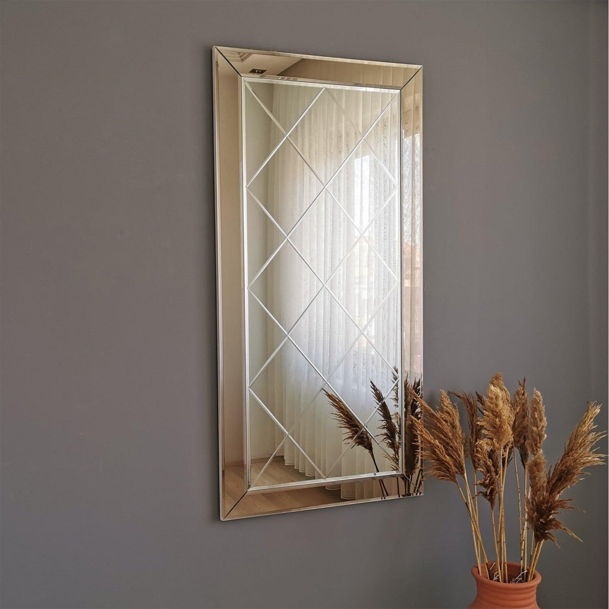 Oglinda decorativa Avant, Argint, 65x130x2 cm