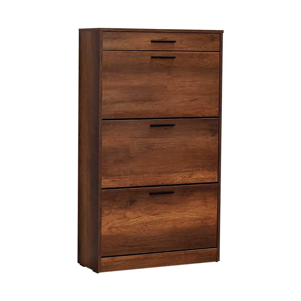 Pantofar Adore Extra, 3 compartimente, capacitate 18 perechi incaltaminte, Alb - Nuc, 75x128x29 cm - Nuc