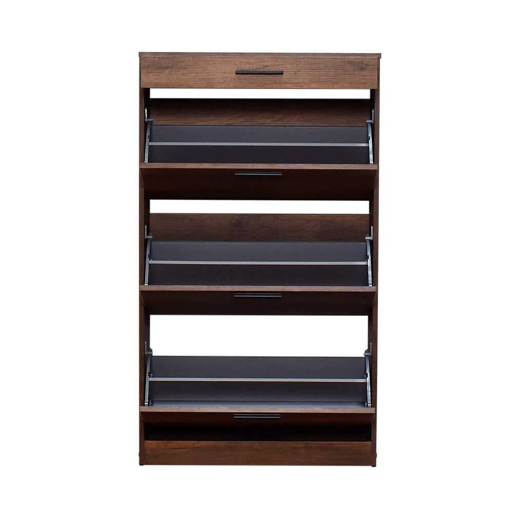 Pantofar Adore Extra, 3 compartimente, capacitate 18 perechi incaltaminte, Alb - Nuc, 75x128x29 cm - Nuc