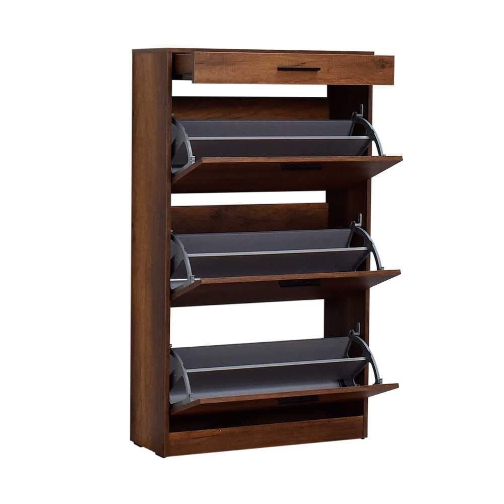 Pantofar Adore Extra, 3 compartimente, capacitate 18 perechi incaltaminte, Alb - Nuc, 75x128x29 cm - Nuc