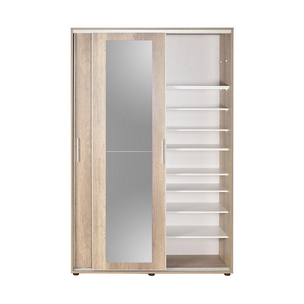 Pantofar Adore Porto cu cuier, 2 usi cu oglinda, 12 rafturi, capacitate 35 perechi incaltaminte, 120 x 212 x 40 Cm