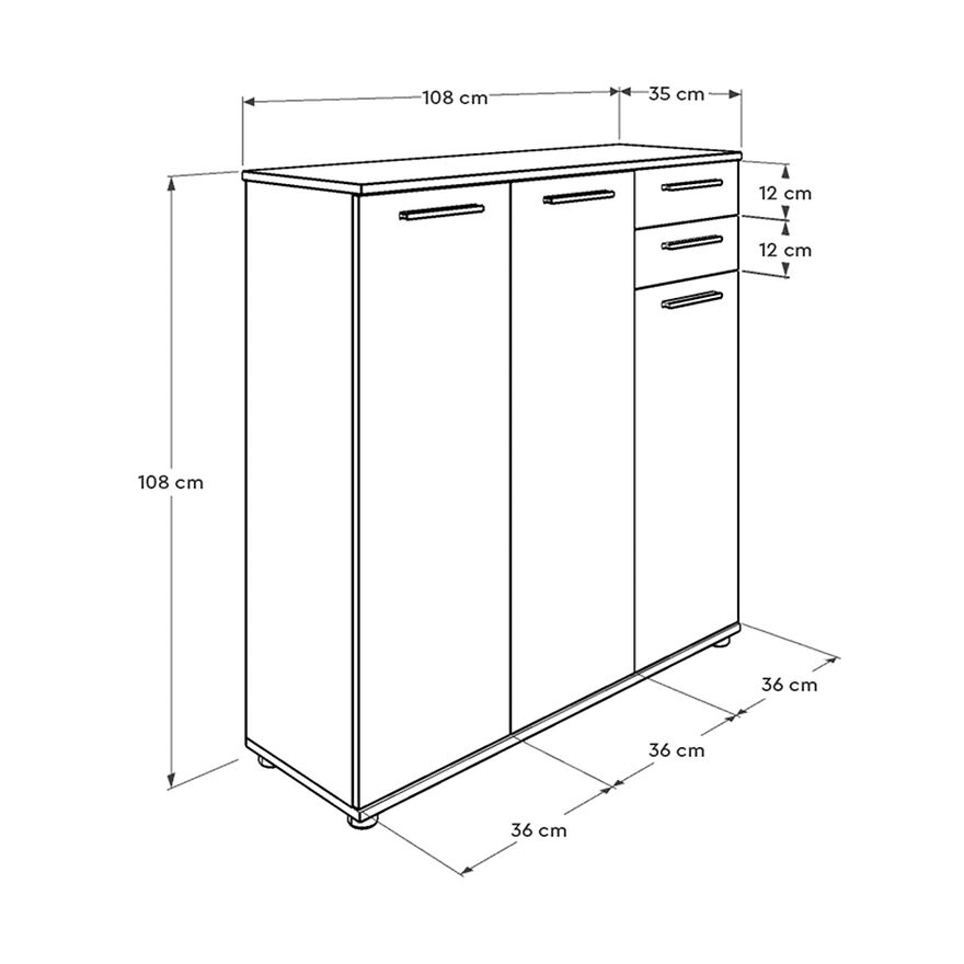 Pantofar Adore Trendline, 3 usi si 2 sertare, 10 rafturi, 108 x 108 x 35 cm