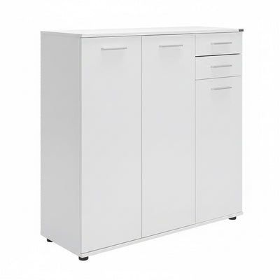 Pantofar Adore Trendline, 3 usi si 2 sertare, 10 rafturi, Alb, 108x108x35 cm