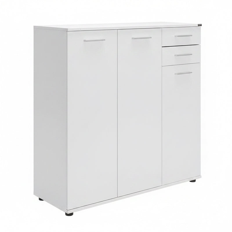 Pantofar Adore Trendline, 3 usi si 2 sertare, 10 rafturi, Alb, 108x108x35 cm