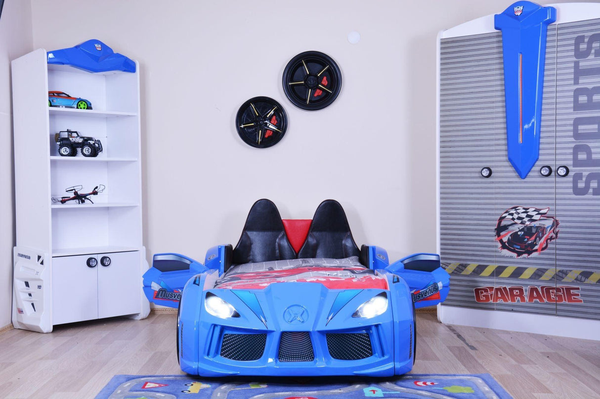 Pat masinuta Hakkinen, Albastru, 235x60x130 cm