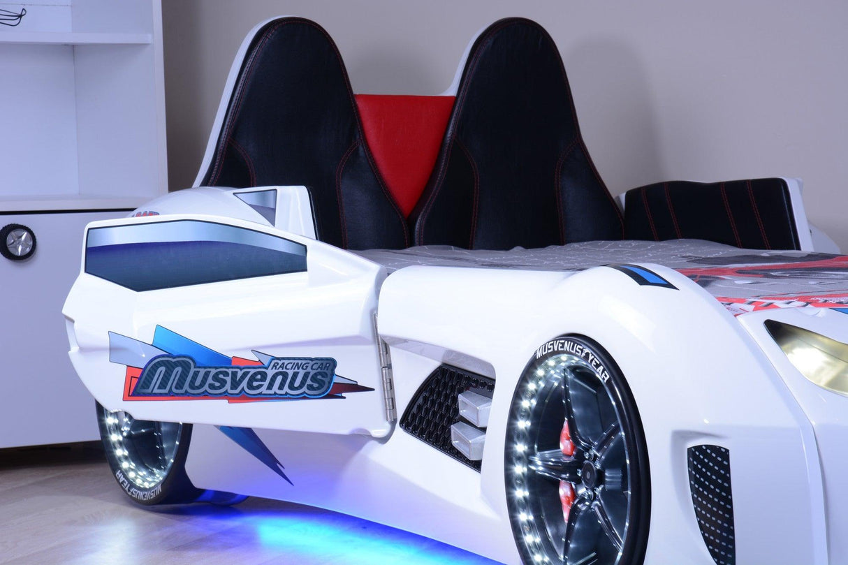 Pat masinuta Hamilton, Alb, 235x60x130 cm