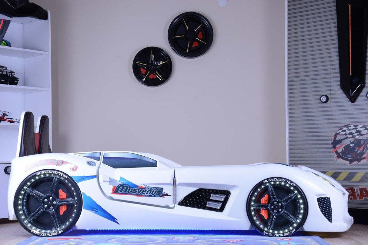 Pat masinuta Hamilton, Alb, 235x60x130 cm