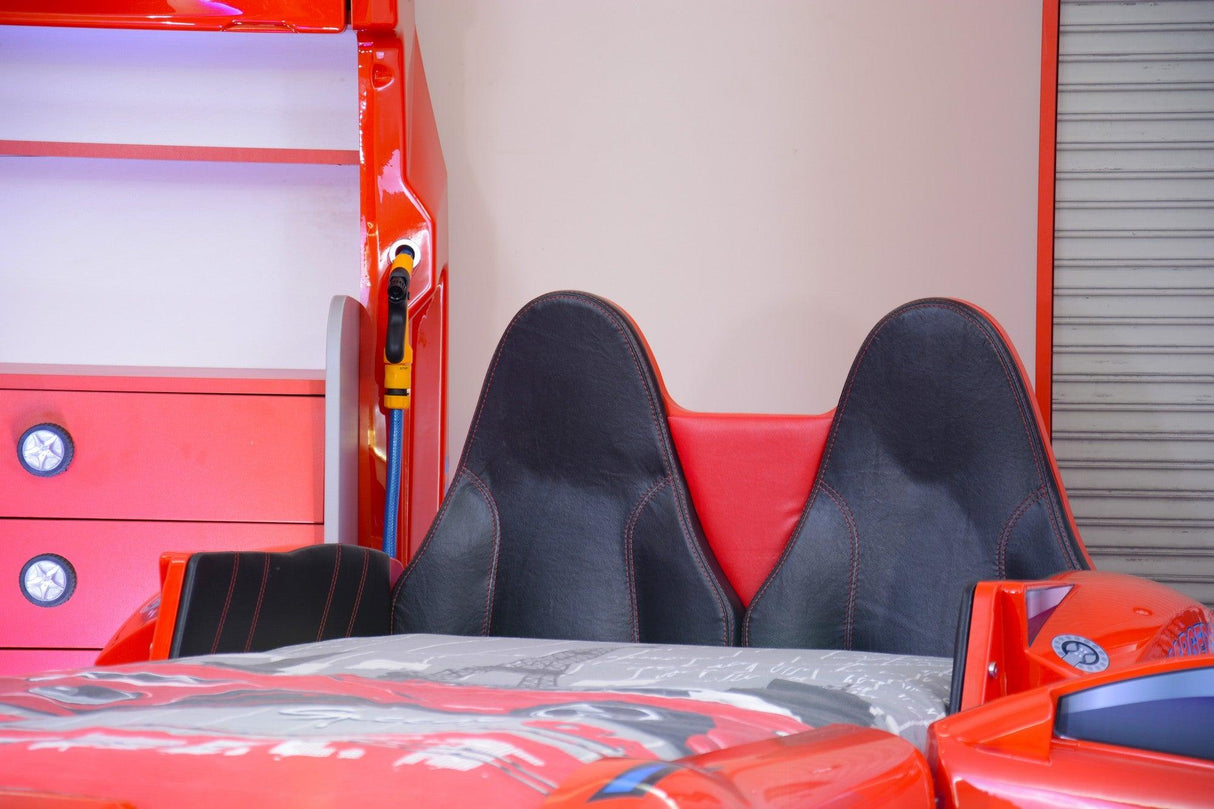 Pat masinuta Leclerc, Roșu, 235x60x130 cm