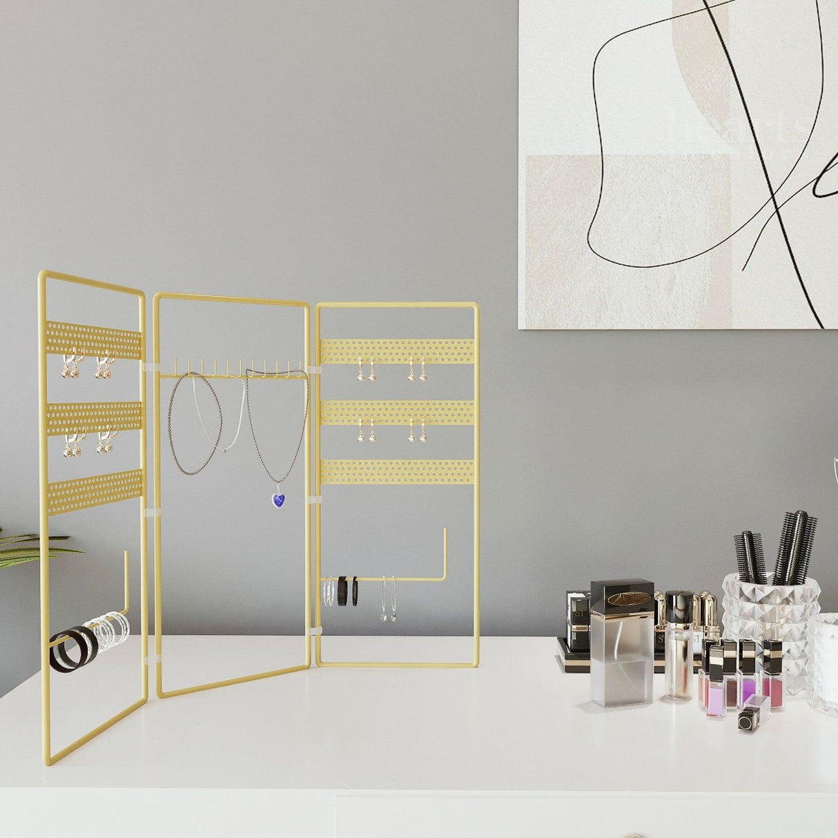 Raft De Bijuterii Köln cadru Metal, Aur, 45 X 40 X 15 Cm