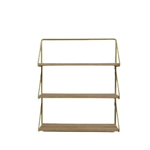 Raft De Bucatarie cu 3 Rafturi cadru Metal, Aur, 60 X 80 X 18 Cm