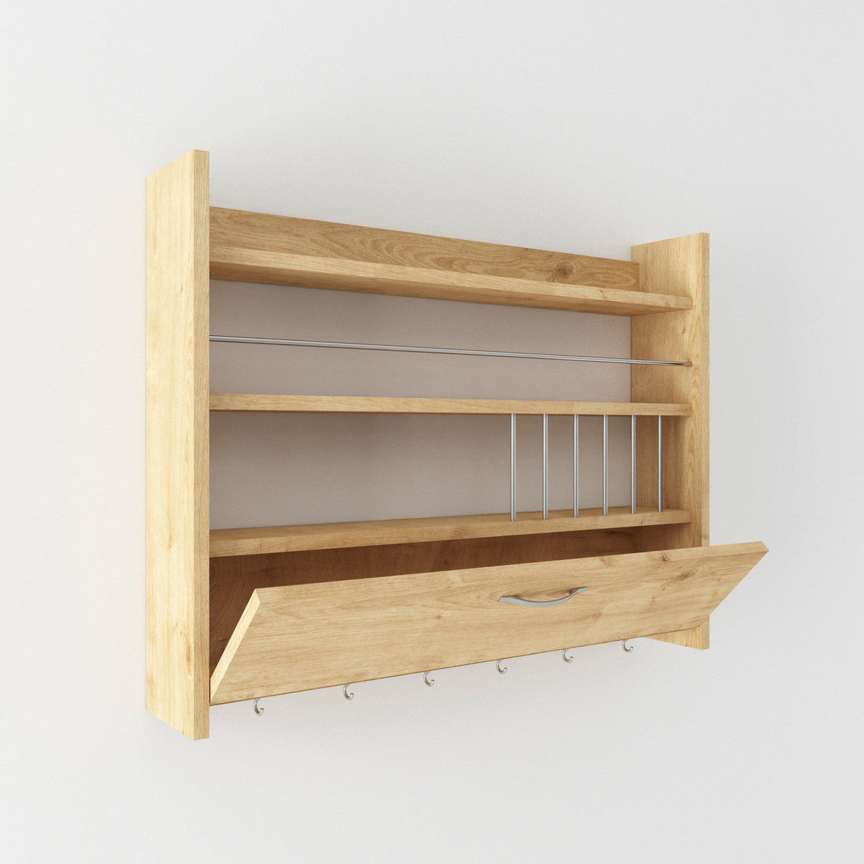 Raft de bucatarie Knott, Stejar, 85 x 65 x 15 cm