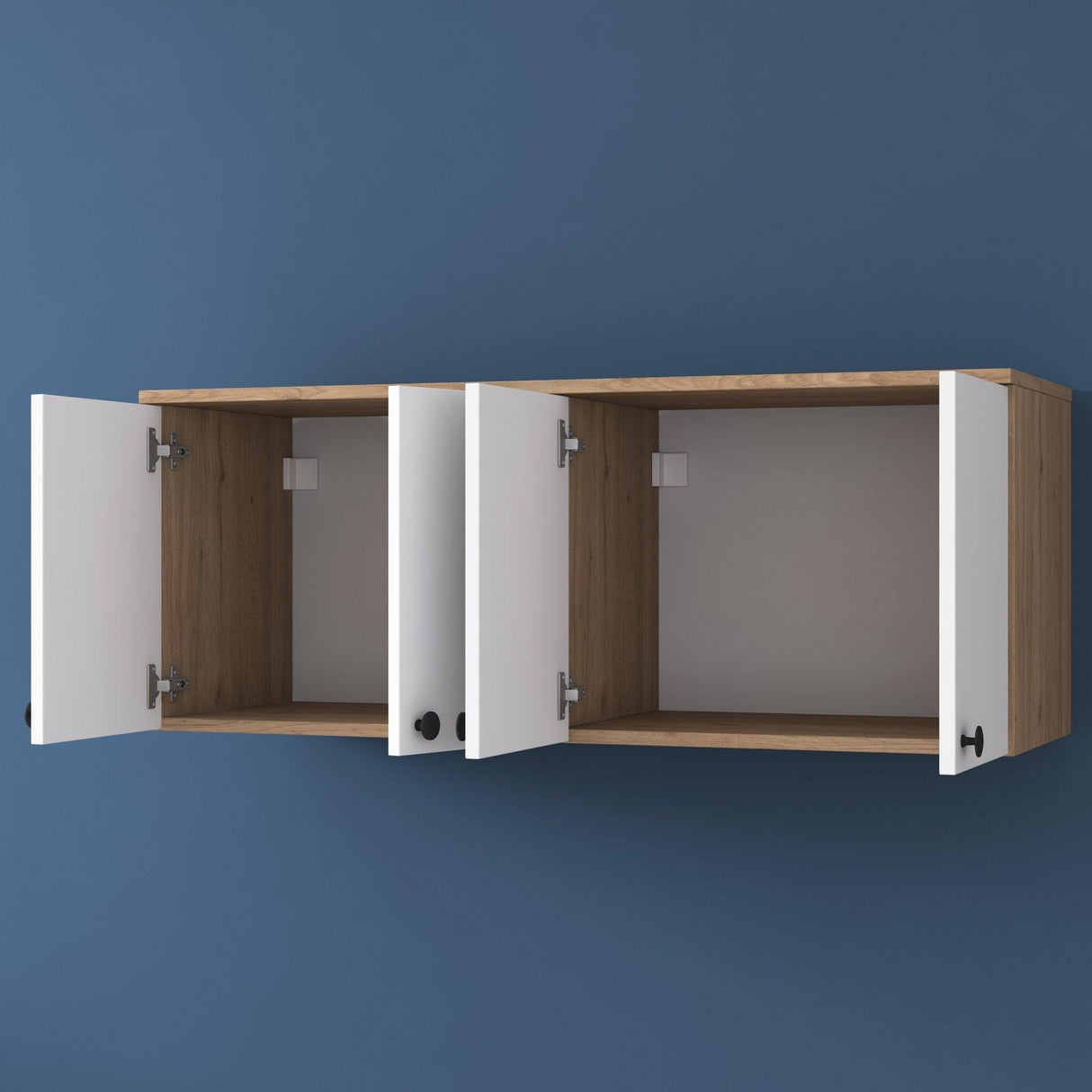 Raft de Bucatarie Nehir cu 4 Usi, Alb - Nuc, 120 X 47 X 42 Cm