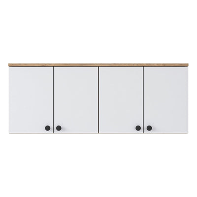 Raft de Bucatarie Nehir cu 4 Usi, Alb - Nuc, 120 X 47 X 42 Cm