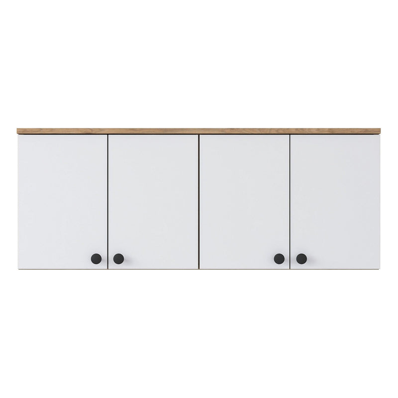 Raft de Bucatarie Nehir cu 4 Usi, Alb - Nuc, 120 X 47 X 42 Cm