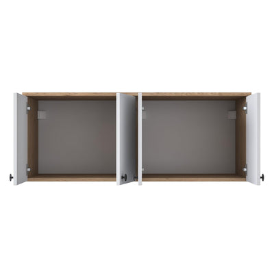 Raft de Bucatarie Nehir cu 4 Usi, Alb - Nuc, 120 X 47 X 42 Cm