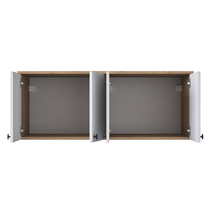 Raft de Bucatarie Nehir cu 4 Usi, Alb - Nuc, 120 X 47 X 42 Cm