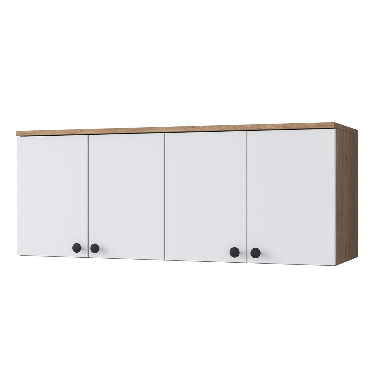 Raft de Bucatarie Nehir cu 4 Usi, Alb - Nuc, 120 X 47 X 42 Cm