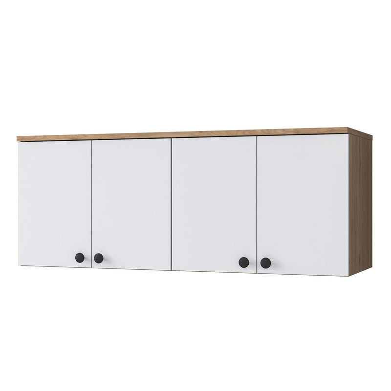 Raft de Bucatarie Nehir cu 4 Usi, Alb - Nuc, 120 X 47 X 42 Cm