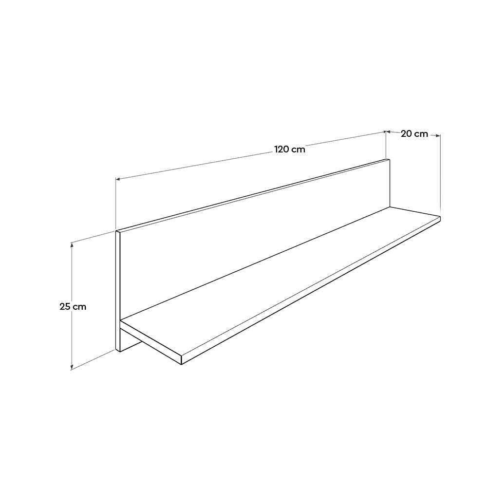 Raft de perete Adore Optimal, 120x25x20 cm - Alb