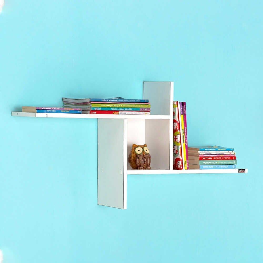 Raft de perete Adore Windmill cu 3 Compartimente, 100x50x18 cm - Alb