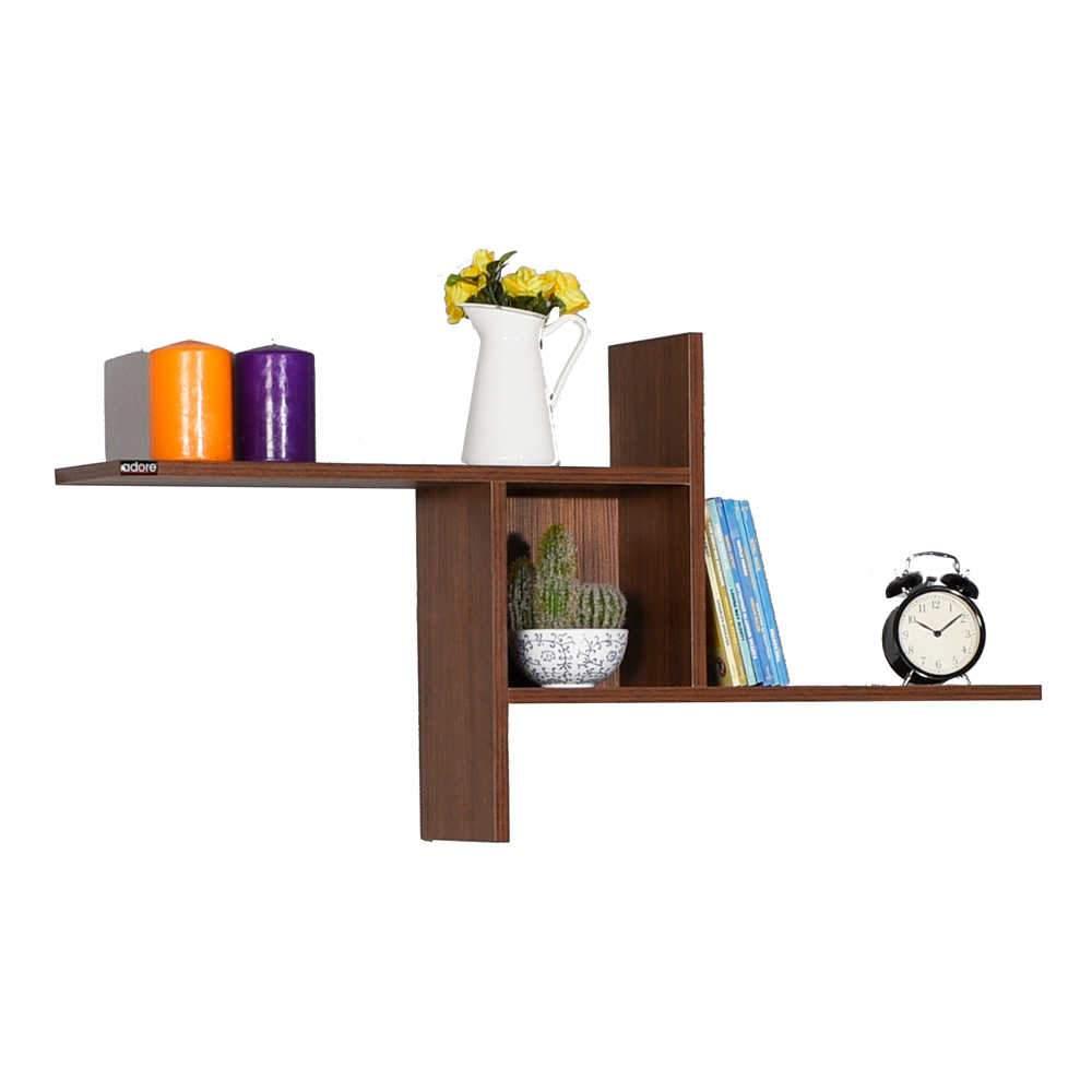 Raft de perete Adore Windmill cu 3 Compartimente, 100x50x18 cm - Maro
