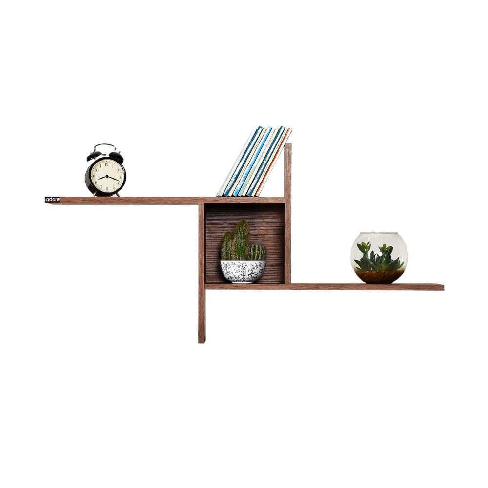 Raft de perete Adore Windmill cu 3 Compartimente, 100x50x18 cm - Maro