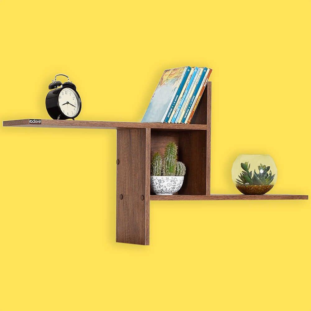 Raft de perete Adore Windmill cu 3 Compartimente, 100x50x18 cm - Maro